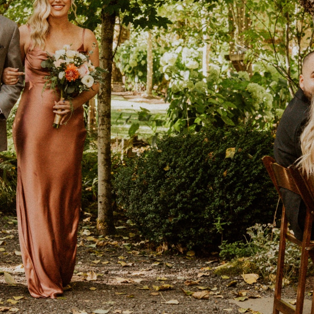 Revelry Bridesmaid Dress - Skye Satin Dress in Desert Rose size 8